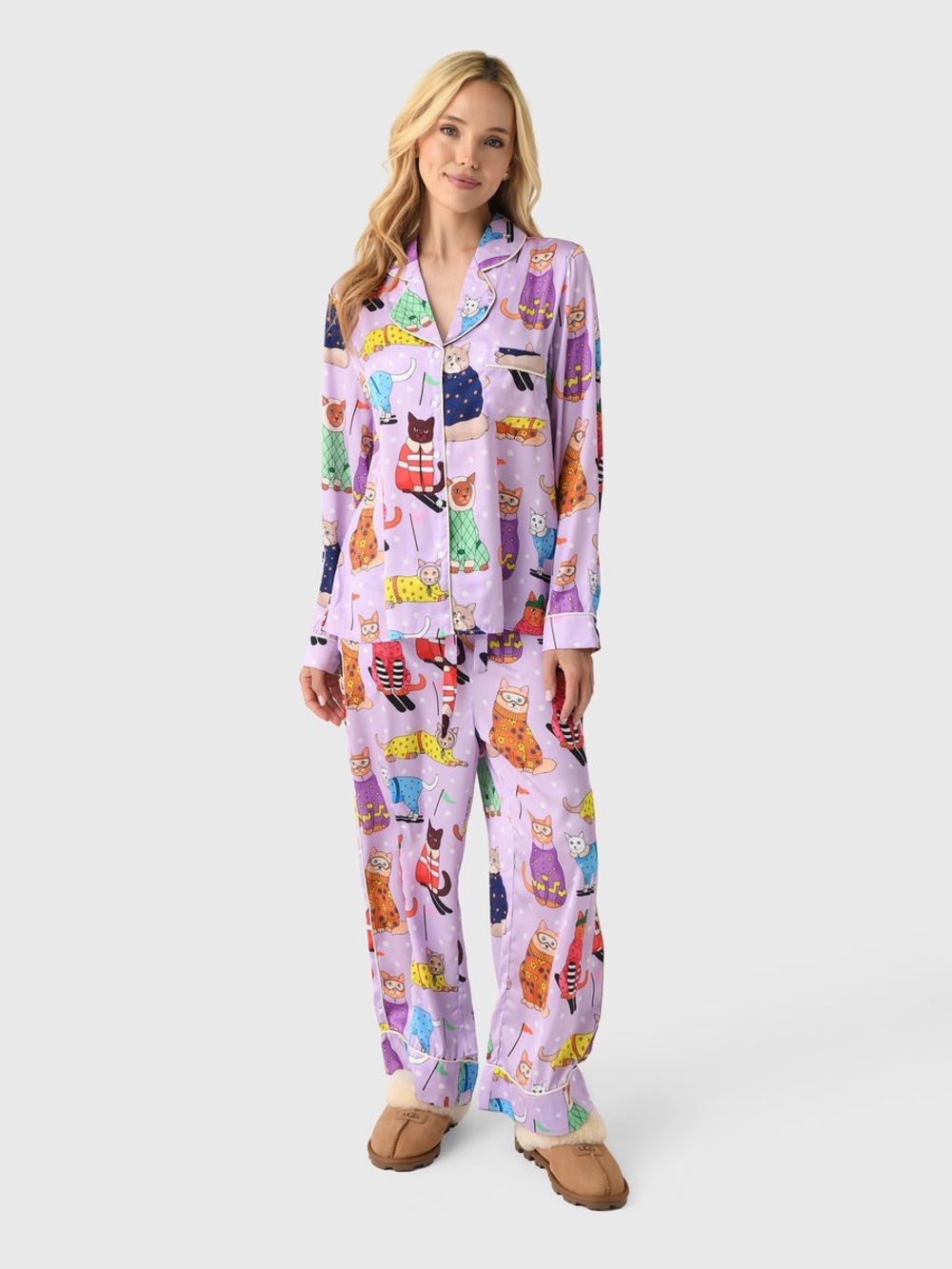 Karen Mabon Skiing Cat Pajama Set
